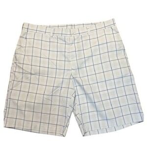 PGA Tour Mens White Blue Windowpane Plaid Golf Shorts Size‎ 38 Polyester